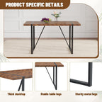 FURNITO 55" Dining Room Table Set for 4, Mid Century Modern Dining Table Set with Upholstered Chairs, Rustic Dark Wood Kitchen Table and Chairs Set for Living Room, Space-Saving & Easy Assembly
