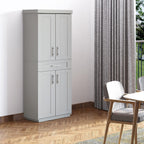 Modern Kitchen Pantry Freestanding Cabinet Cupboard with Doors and Drawer, Adjustable Shelving, Grey,15.75 * 30 * 72