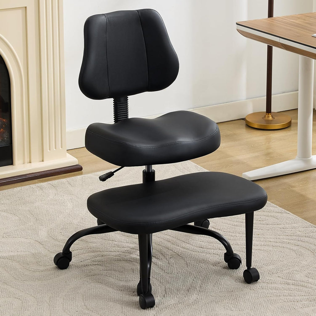 Criss Cross Legged Meditation Chair, Exquisite Home Office Furniture, Ergonomic Kneeling Chair with Lumbar Support and Adjustable Height Stool, for ADHD Adults