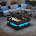 35.4" Large Square Coffee Table with Lifting top,Charging Station,Modern 2-Tier Square Center Table w/Hidden Compartment Storage,Tea Table with Wood Grain for Living Room, Office,Black Marble