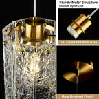 Gold Pendant Lights Kitchen Island 1 Pack Modern Water Ripple Glass Pendant Lights Mini Chandelier Adjustable Hanging Pendant Lighting for Kitchen Island Dining Room Over Sink Table Entryway