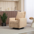 Swivel Rocking Chair Nursery Glider Recliner Manual Swivel Rocker Recliner Comfy Living Room Chairs (Brown)