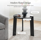 HULALA HOME Round End Table, Wood Fluted Side Table, Modern Accent Table for Living Room, Apartment, Office, Easy Assembly, Black
