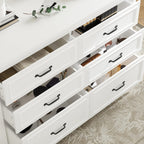 FUFU&GAGA Closet Island with 12 Drawers, Storage Bench with Cushion & Flip Door for Walk-in Closet, Shoe Bench Seating Island with Hidden Storage for Dressing Room, White, 61.9”W x 27.6”D x 32.6”H