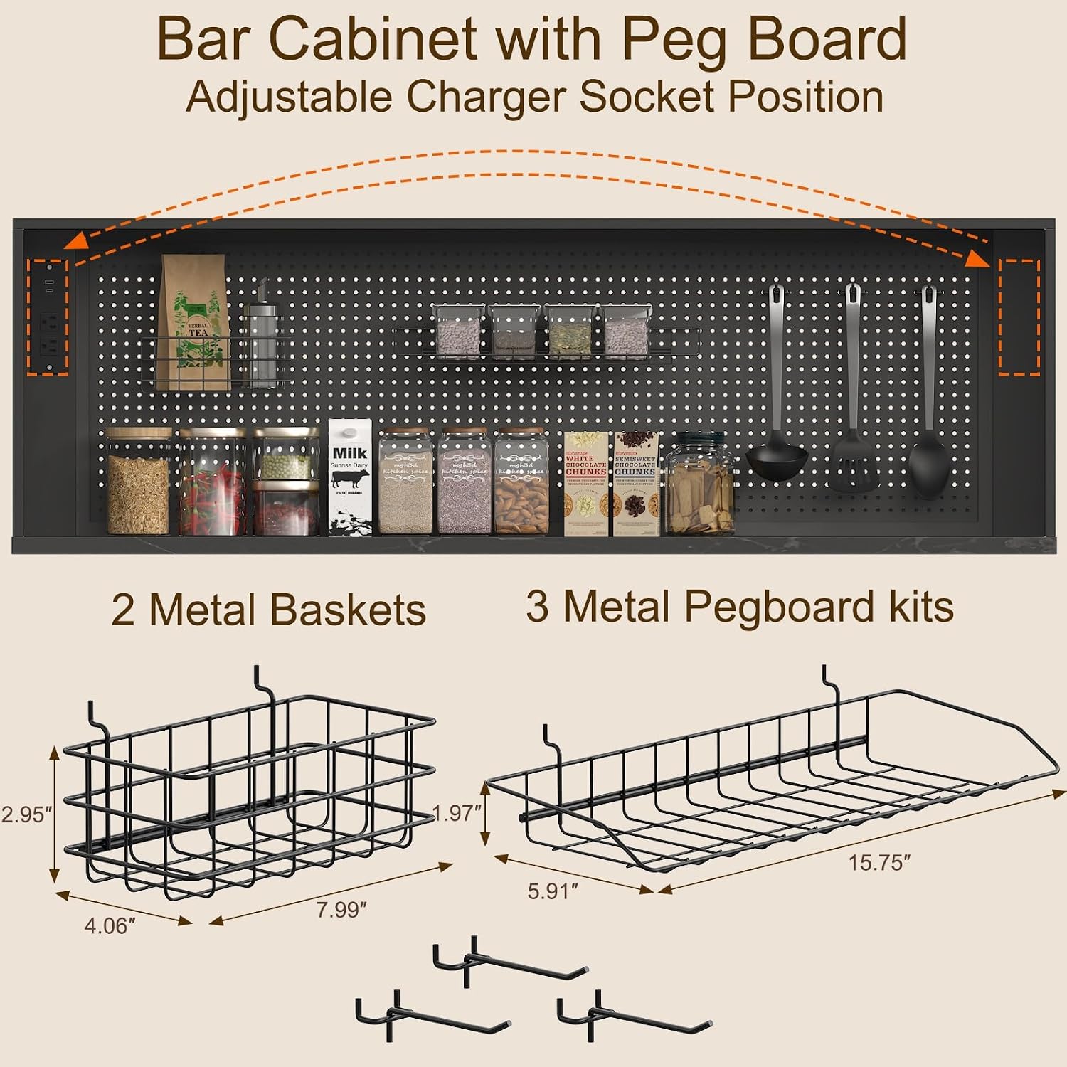 71" Pantry Cabinet, 54" Wide Kitchen Cabinet with Charging Station, Kitchen Hutch Storage with Pegboard and LED Light, Large Pantry Cabinets with Adjustable Shelves & Wine Rack for Dining Room, Black