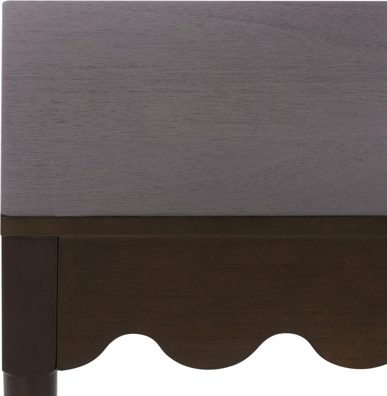 SAFAVIEH Home Collection – Neha Dark Chocolate Brown Solid Wood Frame Accent Table, Scalloped Edge Design (ACC5743A)