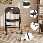 RUIE 4 Pack Folding Chairs, Foldable Plastic Chair with Reinforced Steel Frame, Portable Foldable Chairs Black Folding Chair for Indoor Outdoor Dining Party Event Wedding Meeting Room Garden Office