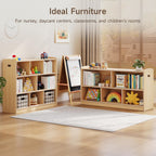 ONBRILL 2-Tier Wood Montessori Cabinet for Kids, Toddler Room Book Shelves Toy Organizers and Storage, Small Book Shelf Storage for Baby Children, Furniture of Classroom, Nursery, Playroom