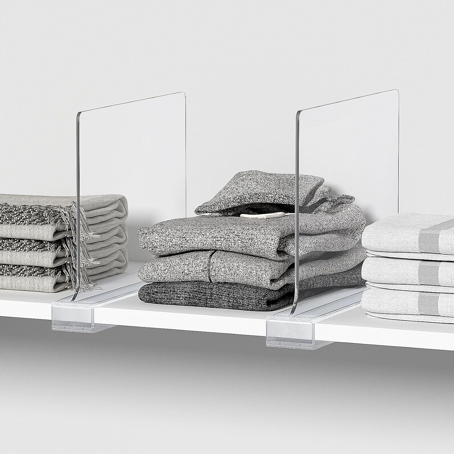 6 PCS Shelf Dividers for Closet Organization Acrylic Clear Closet Shelf Divider for Wooden Shelving Suitable for Wooden or Vertical Shelves Or Bedroom, Kitchen and Office..