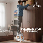 Inspired Living 18" Step Stool, Folding Step Stools for Adults, Plastic Foldable Step Stools Kids, Holds Up to 330 lbs, Collapsible Folding Stool for Kitchen, Bathroom, Bedroom (White Black, 18" High)