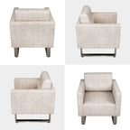 LUCKYERMORE Waiting Room Chair Set of 2 Large Guest Club Chairs for Studio Office Reception Couch, Lobby Lounge Accent Chairs Soft Leather Side Arm Chair Sofa for Bedroom Living Room, Beige+White