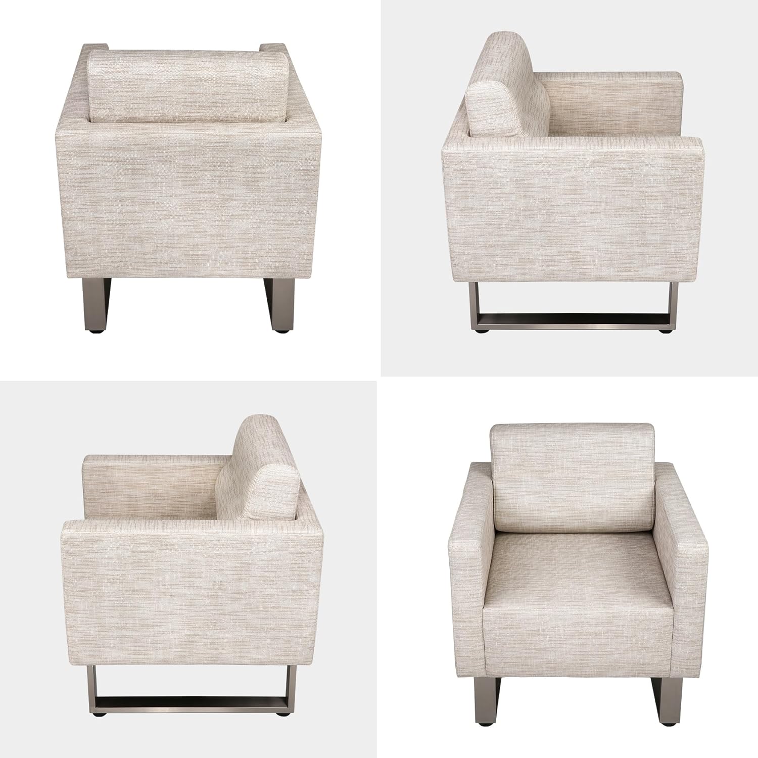 LUCKYERMORE Waiting Room Chair Set of 2 Large Guest Club Chairs for Studio Office Reception Couch, Lobby Lounge Accent Chairs Soft Leather Side Arm Chair Sofa for Bedroom Living Room, Beige+White