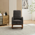 Upholstered Rocking Chair,25.4" Wide Rocking Chair Nursery with Retractable Footrest and Side Pocket, High Back Rocking Chair Accent Armchair for Living Room, Bedroom,Rubber Wood Legs (Charcoal)