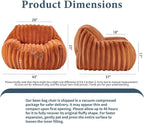 Giant Plush Bean Bag Chair for Adults with Armrests,Oversized Comfy Beanbag Lounge Lazy Floor Sofa Chair for Game Room,Living Room,Bedroom,Ultra Soft Mini Couch-Burnt Orange
