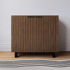 Sideboard Buffet Cabinet Storage for Entryway with Doors, Modern Fluted Shoe Organizer with Adjustable Shelves, Freestanding Hidden Shoe Rack with Black Metal Legs for Front Door Entrance, Living Room