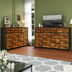 IDEALHOUSE 63'' Long Dresser with 18 Drawers for Bedroom - 18 Drawer Fabric Dresser TV Stand - Large Chest of Drawers for Living Room