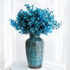 Unique Ceramic Flower Vase, Modern Home Decor for Living Room, Tables, Shelves & Enterways,11Inch Tall Glaze Blue Vase Gift for Housewarming, Wedding, Birthday