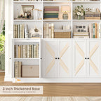 FACBOTALL 70.9" Wide Bookshelf, 6 Tier Farmhouse Bookshelf with 8 Doors, Large Bookcase with 18 Storage Shelves, Tall Bookshelves and Bookcases, Modern Bookshelves for Living Room, White