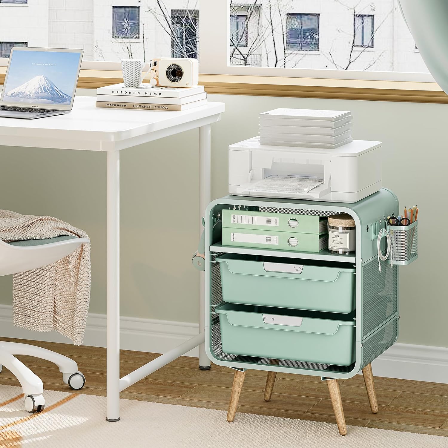 SYKIARIOL Kids Nightstand,Cute End Table with Storage Drawer,Nightstand for Girls Bedroom Furniture