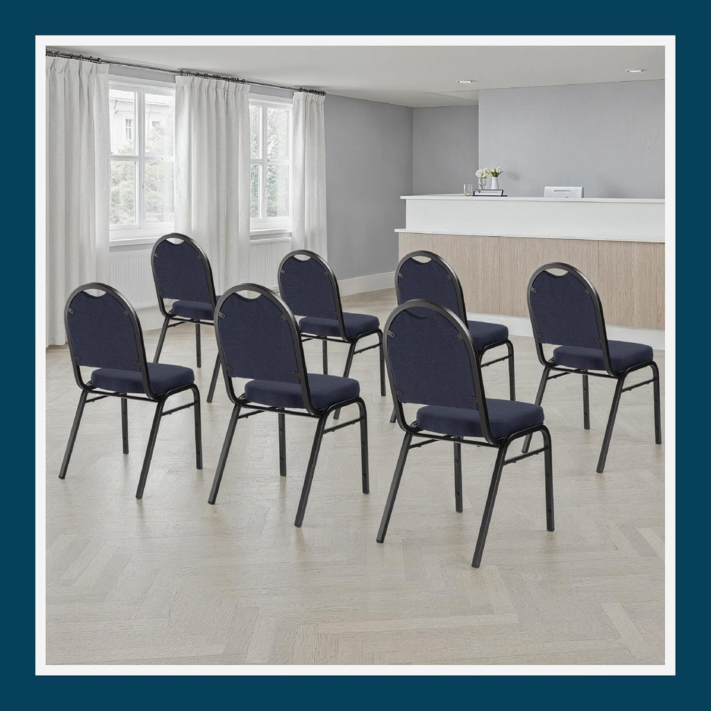 OEF Furnishings OEF9254-SV/2 Commercial-Grade Dome Back Banquet Stack Chair (Blue Fabric, Silver Powder-Coated Frame, 2-Pack)