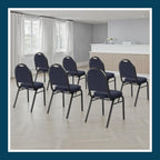 OEF Furnishings OEF9254-SV/2 Commercial-Grade Dome Back Banquet Stack Chair (Blue Fabric, Silver Powder-Coated Frame, 2-Pack)