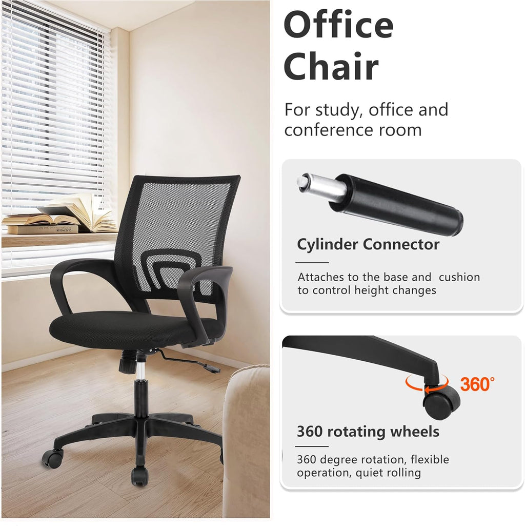 PayLessHere Home Office Chair Desk Computer Chair Adjustable Ergonomic Lumbar Support Armrest Executive with High Density Mesh 360 Degree Swivel Chair for Men Women Adults, Black