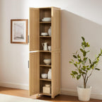 Crosley Furniture Savannah Linen Storage Cabinet, Laundry Room, Bathroom Organizer with Shelves, Natural