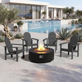 SERWALL Stackable Modern Adirondack Chairs Set of 4, HDPE Outdoor Patio Chairs with Space-Saving Design, All-Weather Fire Pit Chairs with Widened Seat for Deck, Backyard, Garden, Lawn (Grey)