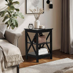 PHI VILLA Black End Table for Living Room Set of 2, Couch Side Tables/Nightstand/Bedside Table