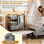Cidaziya 2In1 Baby Diaper Caddy Organizer with Laundry Hamper, 3 Tier Rolling Cart with Dividers and Drawers, Upgrade Diaper Cart Utility Cart Clothes Organizer for Baby Essentials, New Mom, Nursery