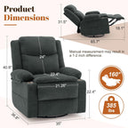 Korser Recliner Chair, 360° Swivel Rocker Recliner for Adults, Rocking Recliners with Massage & Heat, Nursery Rocking Chairs with Cup Holders, Manual Reclining Glider for Living Room, Nursery, Gray