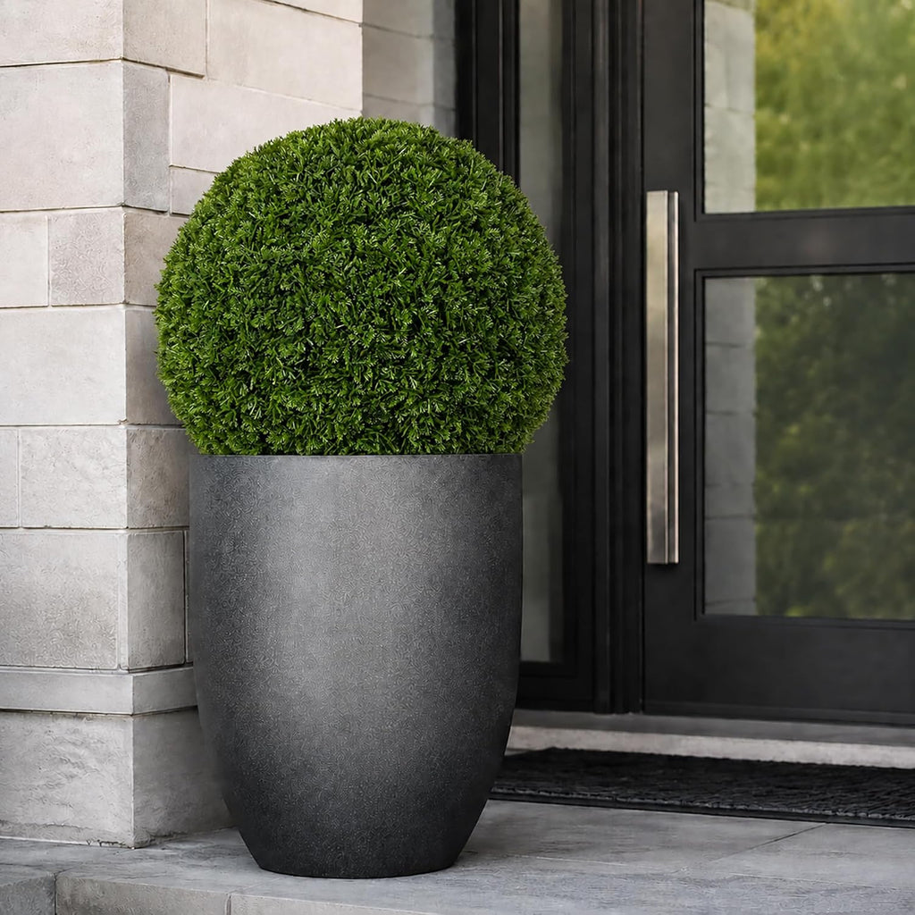 3rd Street Inn Large Cypress Topiary Ball - Artificial Plant Set - Indoor/Outdoor Wedding Party Decor - Faux Foliage Garden Sphere - Tree and Bush Substitute (15", 2 Pack)