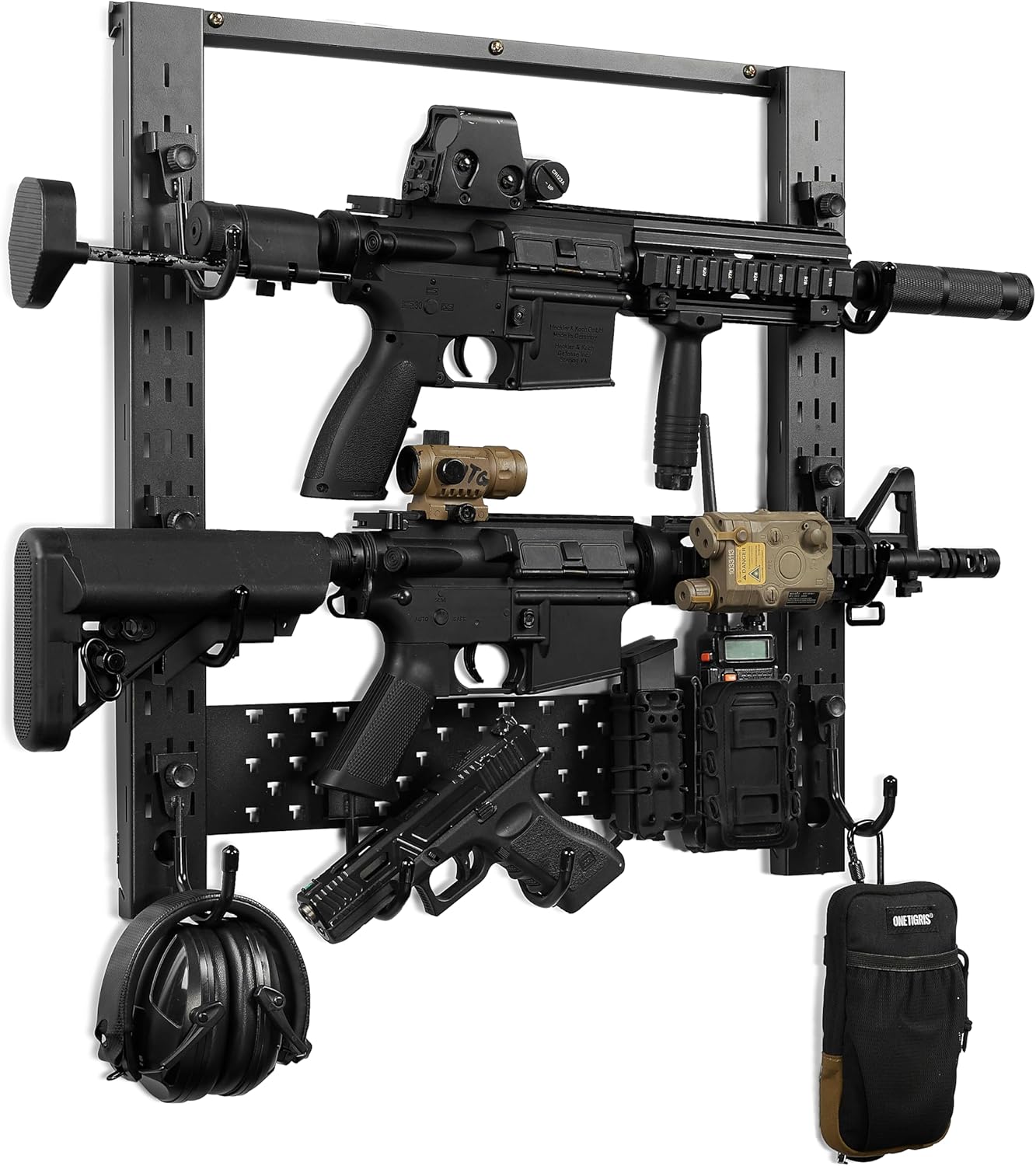 ONETIGRIS Gun Rack Wall Mount,Indoor Gun Rack for Wall with Shelf Horizontal and 1 Removable Gun Accessories Tray