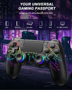 Wireless Controller for PS-4, Dual Vibration Game Joystick/Motion Sensing/Touchpad/Speaker/3.5mm Audio Jack Headphone, Upgraded Six-Axis Sensor, Compatible with PS4/Slim/Pro Console/PC (black-crack)