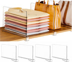 Clear Acrylic Shelf Dividers for Closet Organization - 4 Pack Closet Shelf Divider for Sweatshirt,Towel,Bag,Purse,Clothing,Sweater Organizer,Plastic Dividers and Separators for Shelves and Bedroom