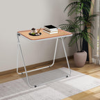 Clear Foldable Side Table, Folding Tiny Writing Desk TV Tray Table Coffee Clear Bed Side Tables Space Saving No Assembly Required for Home Office Small Computer Desk 25 * 20 * 27 inch