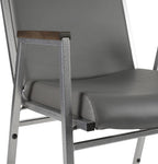 Flash Furniture Hercules Series Heavy Duty Gray Vinyl Stack Chair with Arms and Ganging Bracket, Set of 4