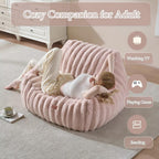 Giant Plush Bean Bag Chair for Adults with Armrests,Oversized Comfy Beanbag Lounge Lazy Floor Sofa Chair for Game Room,Living Room,Bedroom,Ultra Soft Mini Couch-Pink