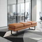 Shahoo Waiting Room Bench, Heavy-Duty Leather Reception Chairs with Metal Legs, Office Guest Chairs for Guests, Home Conference Lobby Area, 60 Inch, Brown