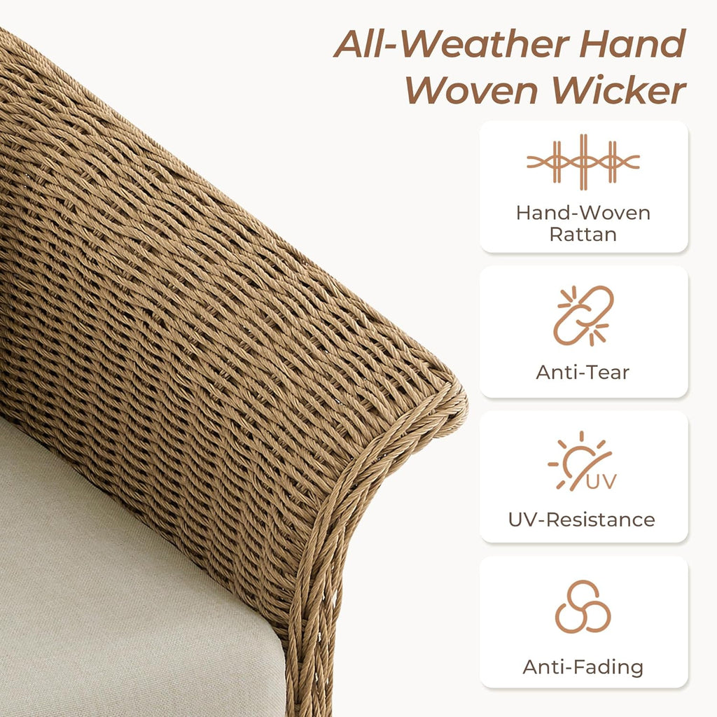 CHITA Wicker Patio Swivel Chairs with Removable Thickened Cushion, Outdoor Rattan Chairs for Sunroom, Garden, Deck, Backyard or Porch
