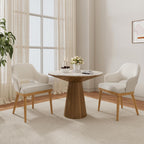 MALOL Wooden Dining Chairs Set of 2, Modern Fabric Upholstered Dining Room Chair, Kitchen Side Chairs, Farmhouse Dinner Chair with Open Back for Kitchen, Beige