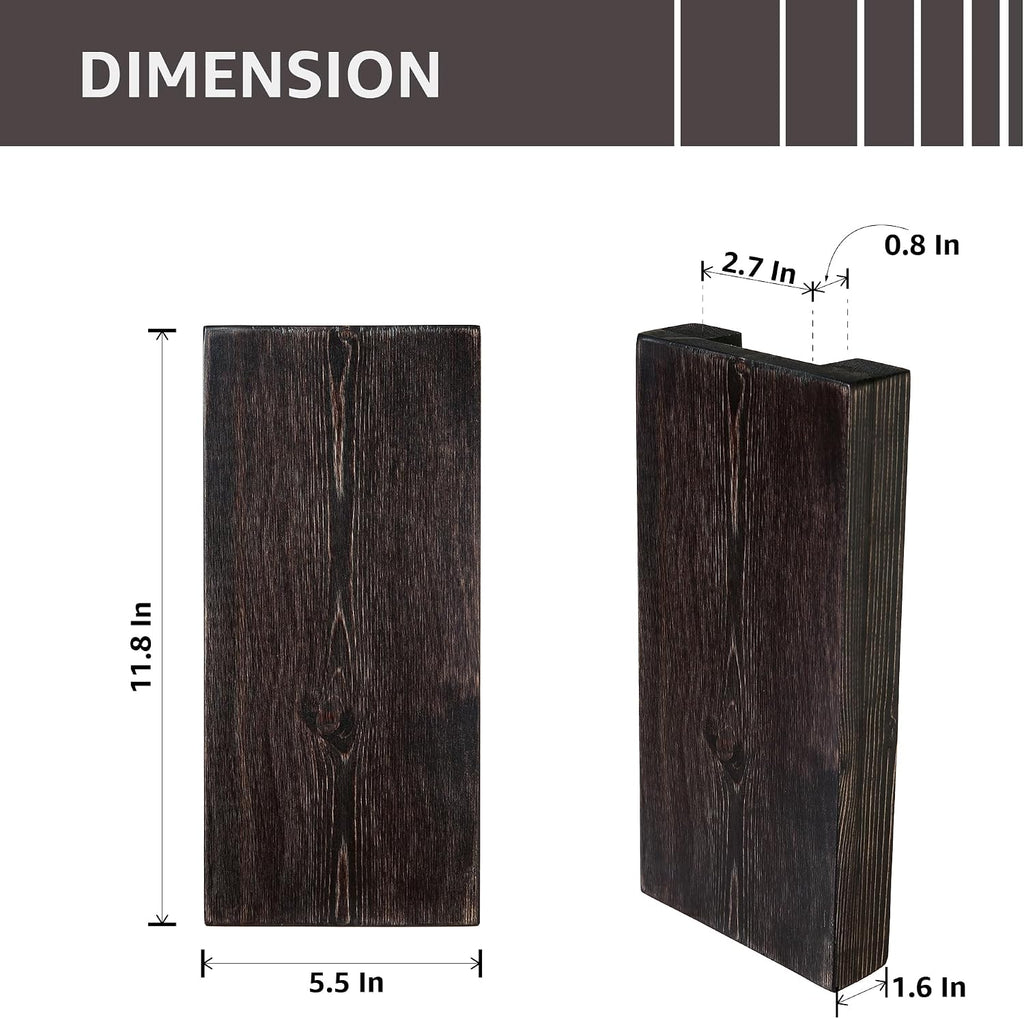 Wood Wall Planter Set of 2, Wood Wall Pocket for Greenery and Dried Flowers, Indoor Wood Hanging Vase Modern Farmhouse Wall Decor for Living Room Bedroom Office Eucalyptus Stems Decorations (Expresso)