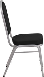EMMA + OLIVER Crown Back Stacking Banquet Chair in Black Fabric - Silver Frame