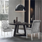 LOULENS Luxurious Velvet Dining Chairs, Modern Upholstered Dining Chair with Arms, Tufted High Back Dining Room Chairs with Stainless Steel Leg for Kitchen & Dining Room, Grey