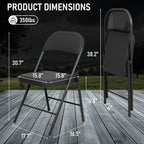 30 Pack Padded Folding Chairs, Heavy Duty Metal Frame with PU Leather Seat & Back, 350 lbs Capacity Portable Stackable Indoor Outdoor Chairs for Party Wedding Office(Black, 30 Pack)