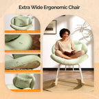 VINGLI 25.6" Extra Wide Criss Cross Nursery Rocking Chair,Cute Curved 115° Reclining Armless Glider,Teddy Small Rocker w/Pillow & Solid Wood for Indoor,Bedroom, Living Room,Teddy Fleece,Seafoam Green