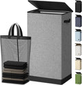 SOLEDI Laundry Hamper with Lid 100L Large & Tall Collapsible Laundry Basket, Clothes Hamper with Bag Removable Easy to Carry, Dirty Hampers for Bedroom, Bathroom, Dorm, College, Grey
