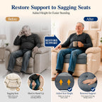 Allaboutsla Recliner Cushion for Elderly: 20x20x5 Comfy Recliner Seat Cushion, Dual-Layer Foam Support for Long Sitting and Raise Seat Height, Non-Slip Cushions for Recliners, Couch & Armchair - Gray