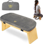 Florensi Folding Bamboo Kneeling Meditation Chair - 18 x 7 x 6 in, Grey, Portable Kneel-On Bench, Foldable Bench for Prayers, Stable Meditation Support & Anti-Slip Feet