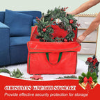 4PCS Christmas Wreath Storage Container, 25" Red Wreath Storage Bags Garland Container Clear Storage Bags with Handles Zippers Christmas Wreath Boxes for Xmas Seasonal Holiday Wreath Garland